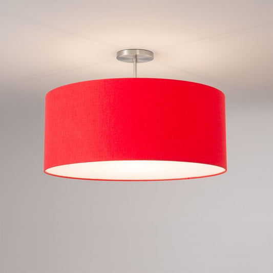 Nova California Stretch 17in 1-Light Semi-Flush Mount | Modern Satin Nickel and Crimson Red Linen | Bedroom & Dining Room | Model 2110844CR