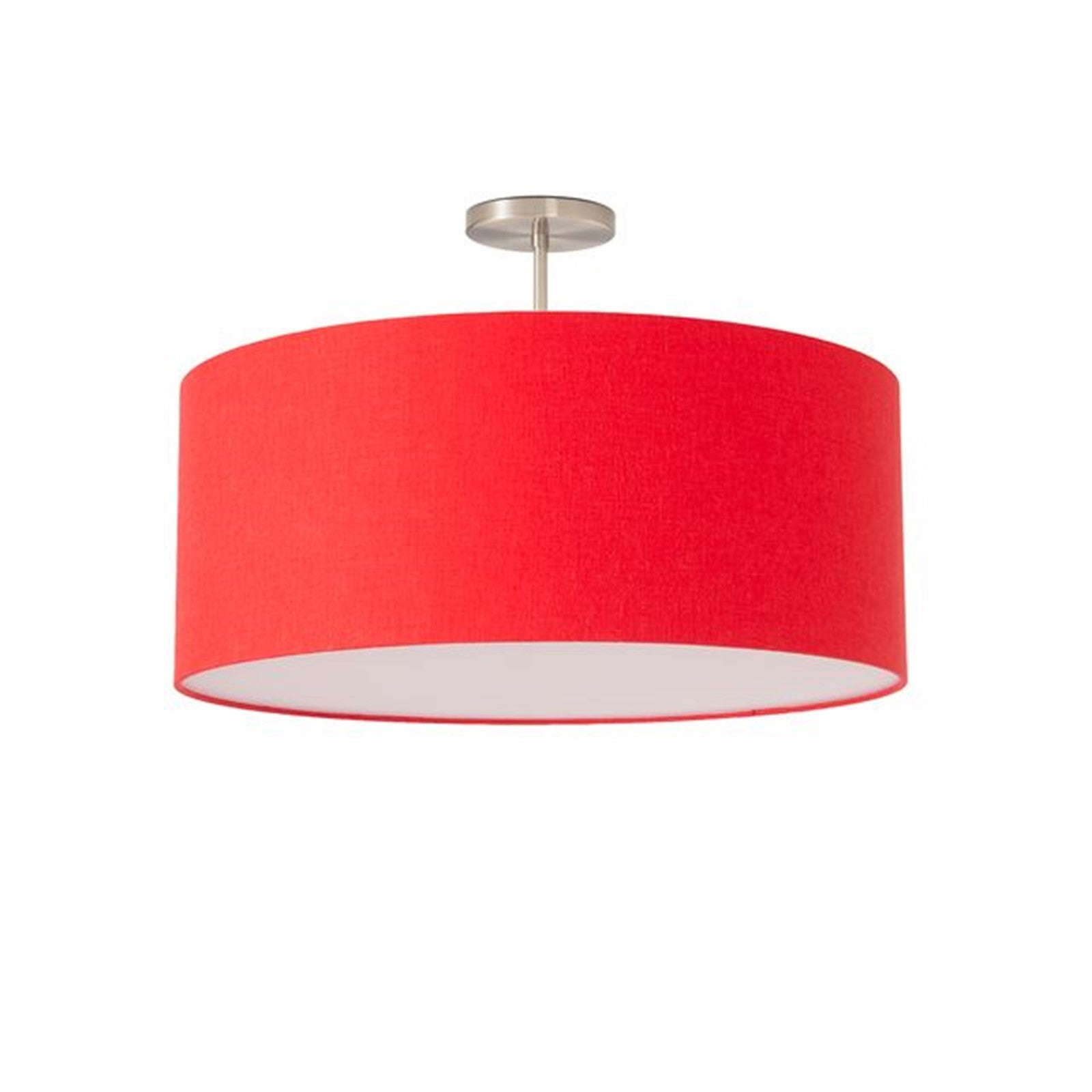 Nova California Stretch 17in 1-Light Semi-Flush Mount | Modern Satin Nickel and Crimson Red Linen | Bedroom & Dining Room | Model 2110844CR