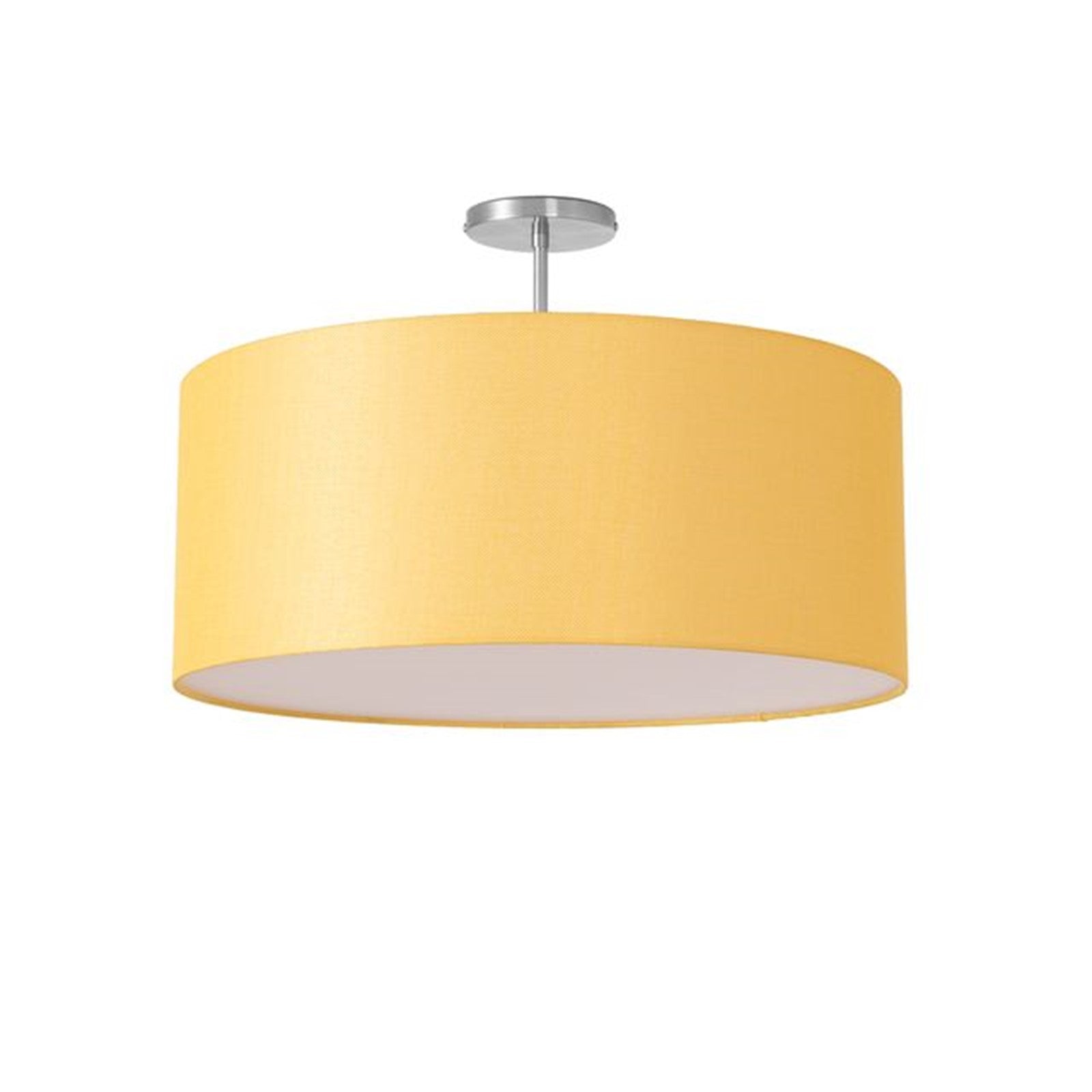 Nova California Stretch 17in 1-Light Semi-Flush Mount | Modern Satin Nickel and Mustard Linen Drum | Living Room & Entryway | Model 2110844MU