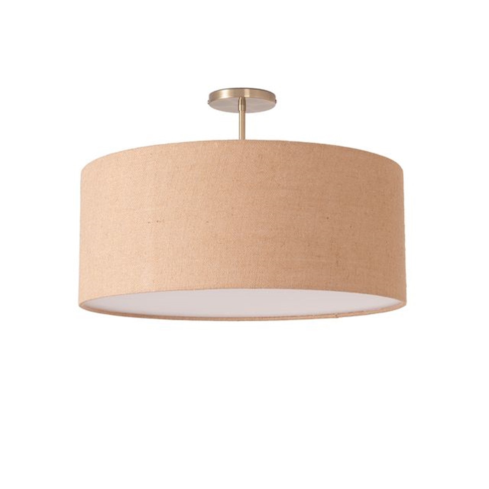 Nova California Stretch 17in 1-Light Semi-Flush Mount | Industrial Weathered Brass and Burlap Linen | Bedroom & Living Room | Model 2110845BU
