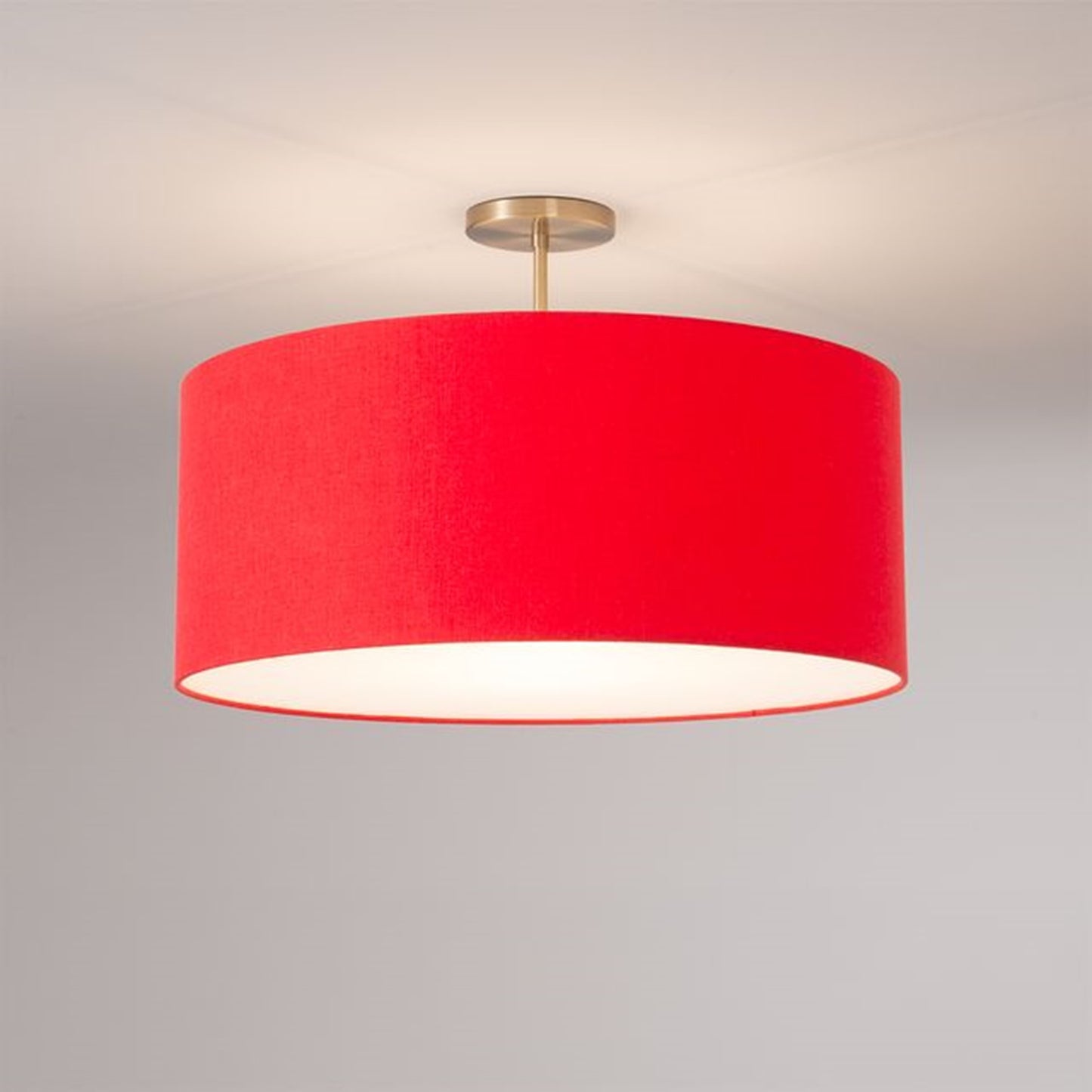 Nova California Stretch 17in 1-Light Semi-Flush Mount | Modern Weathered Brass and Crimson Red Linen | Bedroom & Dining Room | Model 2110845CR