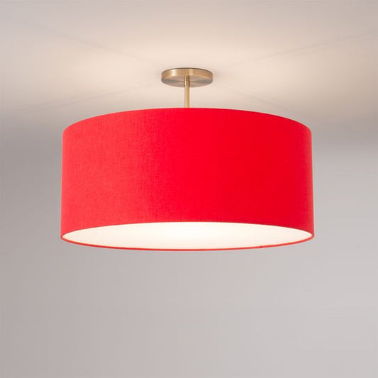 Nova California Stretch 17in 1-Light Semi-Flush Mount | Modern Weathered Brass and Crimson Red Linen | Bedroom & Dining Room | Model 2110845CR