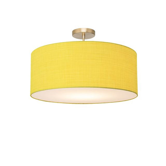 Nova California Stretch 17in 1-Light Semi-Flush Mount | Industrial Weathered Brass and Mustard Linen | Bedroom & Living Room | Model 2110845MU