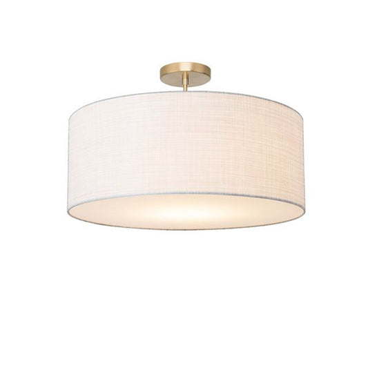 Nova California Stretch 17in 1-Light Semi-Flush Mount | Modern Weathered Brass and White Linen | Bedroom & Living Room | Model 2110845WH
