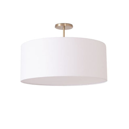 Nova California Stretch 17in 1-Light Semi-Flush Mount | Modern Weathered Brass and White Linen | Bedroom & Living Room | Model 2110845WH