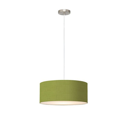 Nova California Stretch 15in 1-Light Pendant | Modern Satin Nickel and Avocado Linen | Kitchen Island & Dining Room | Model 2110846AV