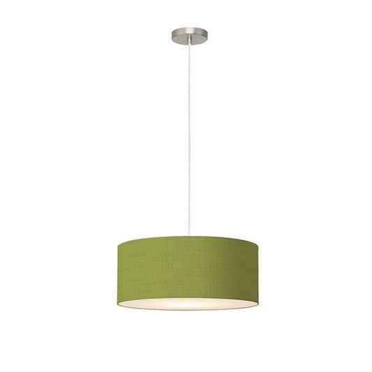 Nova California Stretch 15in 1-Light Pendant | Modern Satin Nickel and Avocado Linen | Kitchen Island & Dining Room | Model 2110846AV
