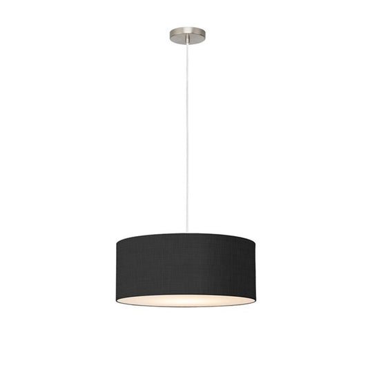 Nova California Stretch 22in 1-Light Pendant | Modern Satin Nickel and Black Linen Shade | Kitchen Island & Dining Room | Model 2110846BK