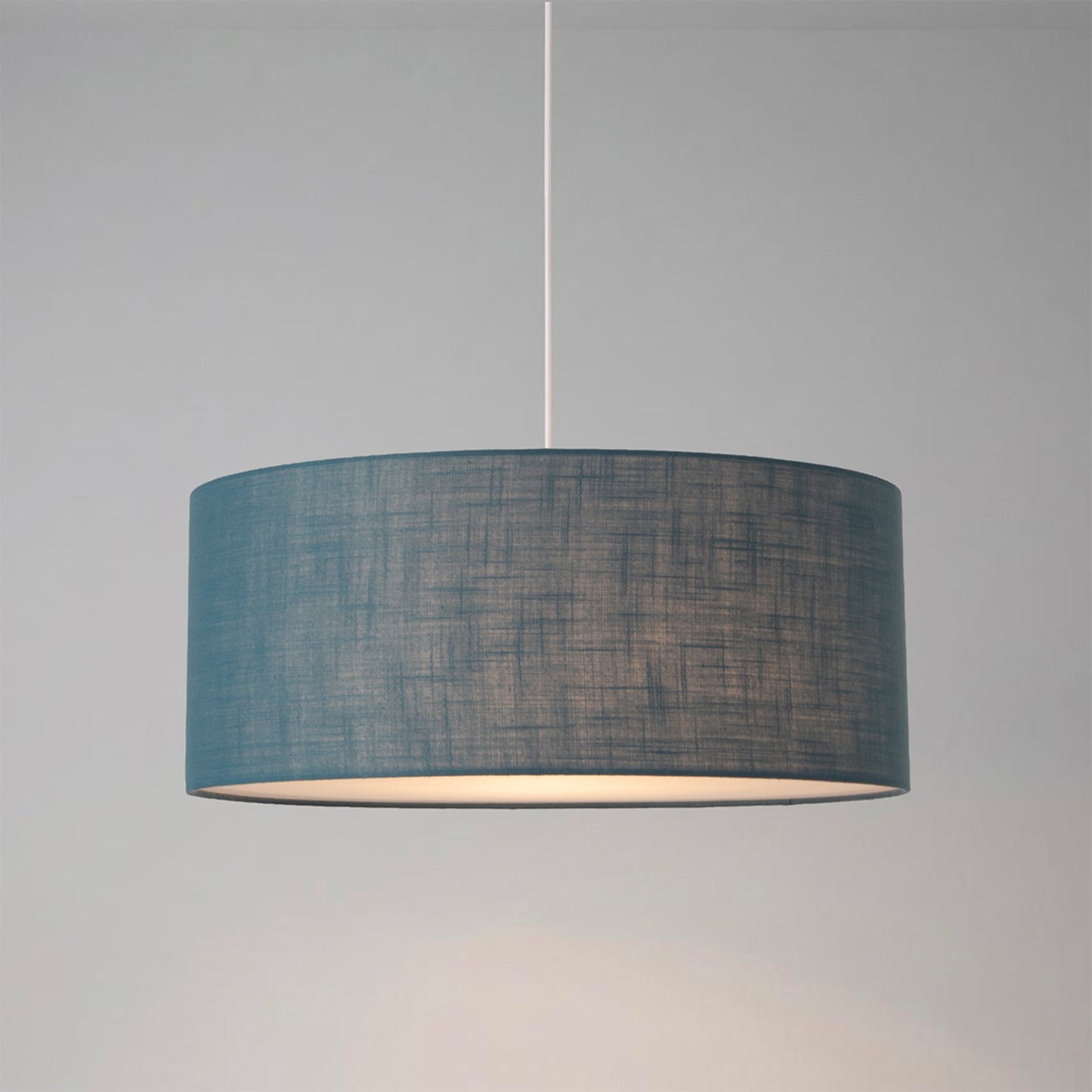 Nova California Stretch 22in 1-Light Pendant | Modern Satin Nickel and Pool Blue Linen Shade | Kitchen Island & Dining Room | Model 2110846BL
