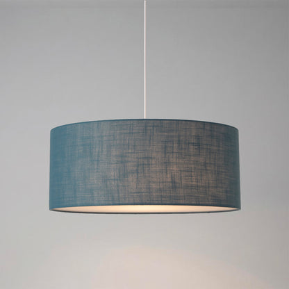 Nova California Stretch 22in 1-Light Pendant | Modern Satin Nickel and Pool Blue Linen Shade | Kitchen Island & Dining Room | Model 2110846BL