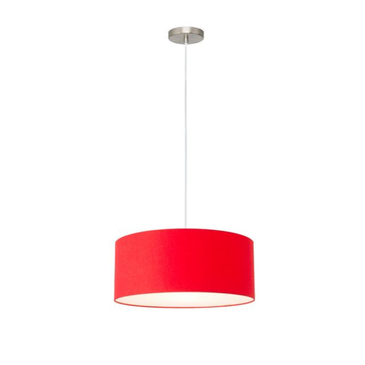 Nova California Stretch 15in 1-Light Pendant | Modern Satin Nickel and Crimson Red Linen | Kitchen Island & Dining Room | Model 2110846CR