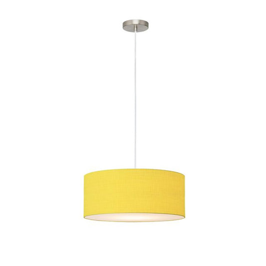 Nova California Stretch 15in 1-Light Pendant | Modern Satin Nickel and Mustard Linen | Kitchen Island & Dining Room | Model 2110846MU
