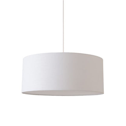 Nova California Stretch 22in 1-Light Pendant | Modern Satin Nickel and White Linen Drum Shade | Kitchen Island & Dining Room | Model 2110846WH