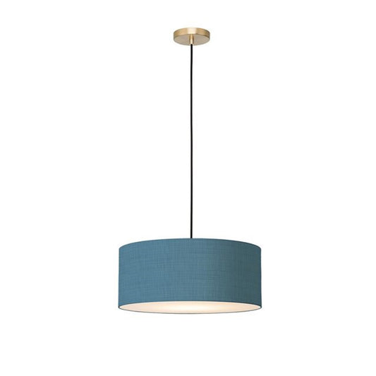 Nova California Stretch 15in 1-Light Pendant | Modern Weathered Brass and Pool Blue Linen | Kitchen Island & Dining Room | Model 2110847BL