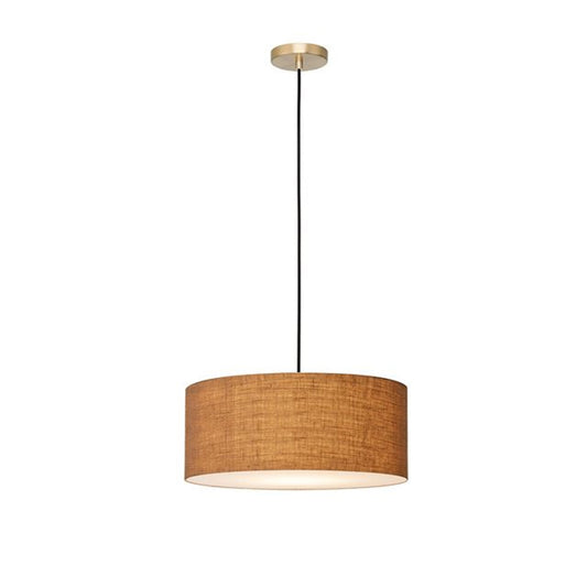 Nova California Stretch 15in 1-Light Pendant | Modern Weathered Brass and Burlap Linen | Kitchen Island & Dining Room | Model 2110847BU