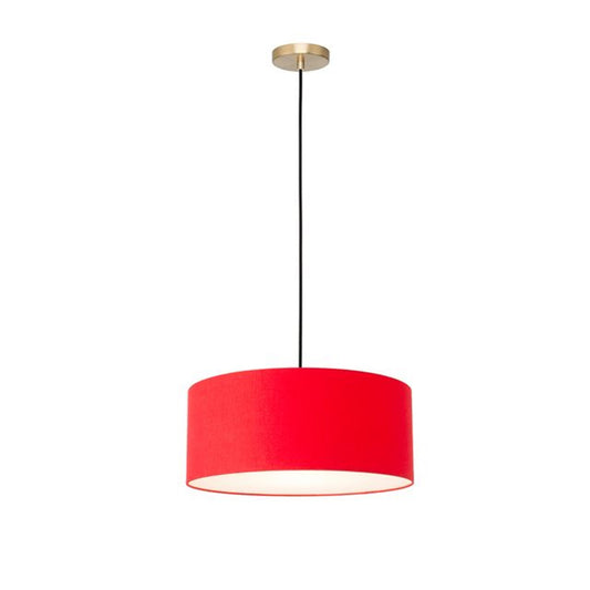 Nova California Stretch 15in 1-Light Pendant | Modern Weathered Brass and Crimson Red Linen | Kitchen Island & Dining Room | Model 2110847CR