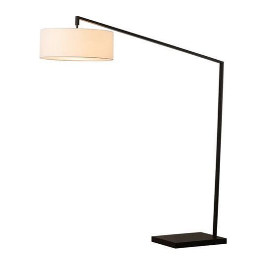 Nova California Stretch 87in 1-Light Arc Floor Lamp | Modern Black Steel and White Linen | Living Room & Bedroom | 17 x 49 x 87 in | Model 2110923