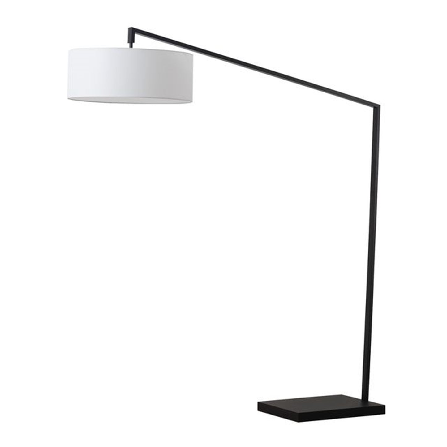 Nova California Stretch 87in 1-Light Arc Floor Lamp | Modern Black Steel and White Linen | Living Room & Bedroom | 17 x 49 x 87 in | Model 2110923