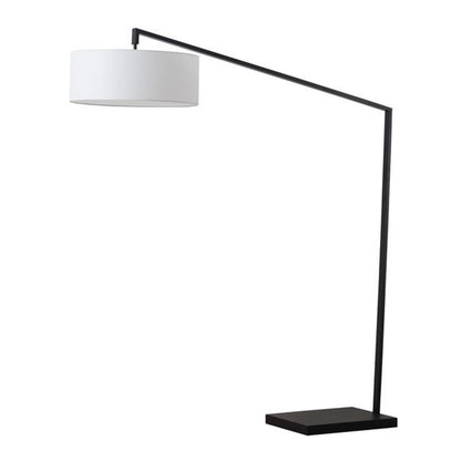 Nova California Stretch 87in 1-Light Arc Floor Lamp | Modern Black Steel and White Linen | Living Room & Bedroom | 17 x 49 x 87 in | Model 2110923