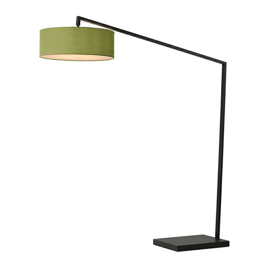 Nova California Stretch 87in 1-Light Arc Lamp | Modern Black Steel and Avocado Linen Shade | Living Room & Bedroom Overhead Light | Model 2110923AV
