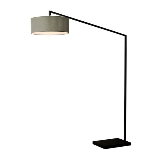 Nova California Stretch 87in Arc Floor Lamp | Modern Matte Black and Cashmere Gray Linen Shade | Living Room & Bedroom | Model 2110923CG