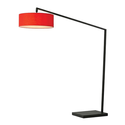 Nova California Stretch 87in 1-Light Arc Lamp | Modern Black Steel and Crimson Red Linen | Living Room & Bedroom | 1500 Lumens | Model 2110923CR