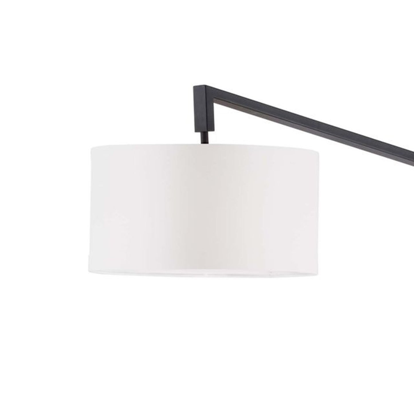 Nova California Stretch 75in Chairside Arc Floor Lamp | Modern Matte Black and White Linen Shade | Living Room & Bedroom | Model 2110924