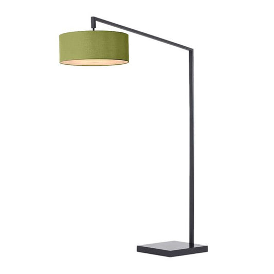 Nova California Stretch 75in 1-Light Arc Lamp | Modern Black Steel and Avocado Linen Shade | Living Room & Bedroom | 1500 Lumens | Model 2110924AV
