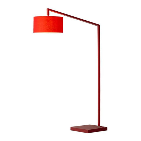 Nova California Stretch 75in 1-Light Chairside Arc Floor Lamp | Modern Matte Black and Red Linen Shade | Living Room & Reading | Model 2110924RED