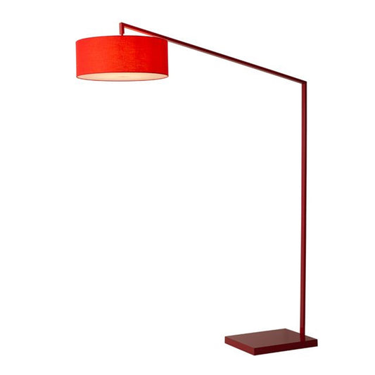 Nova California Stretch 87in 1-Light Arc Floor Lamp | Modern Red Steel and White Linen Shade | Living Room & Reading Nook | Model 2110925
