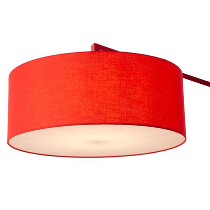 Nova California Stretch 87in 1-Light Arc Floor Lamp | Modern Red Steel and White Linen Shade | Living Room & Reading Nook | Model 2110925