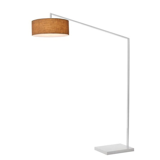 Nova California Stretch 87in 1-Light Arc Lamp | Modern White Steel and Burlap Linen Shade | Living Room & Bedroom | 1500 Lumens | Model 2110926BU
