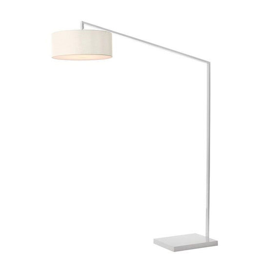 Nova California Stretch 87in 1-Light Arc Lamp | Modern White Steel and White Linen | Living Room & Bedroom | 1500lm 2700K Dimmable | Model 2110926WH