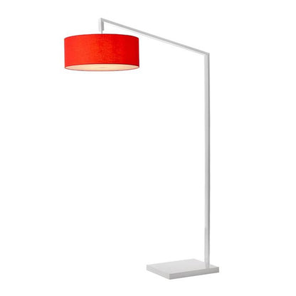 Nova California Stretch 75in 1-Light Arc Lamp | Modern White Steel and Crimson Red Linen | Living Room & Bedroom | 1500 Lumens | Model 2110927CR
