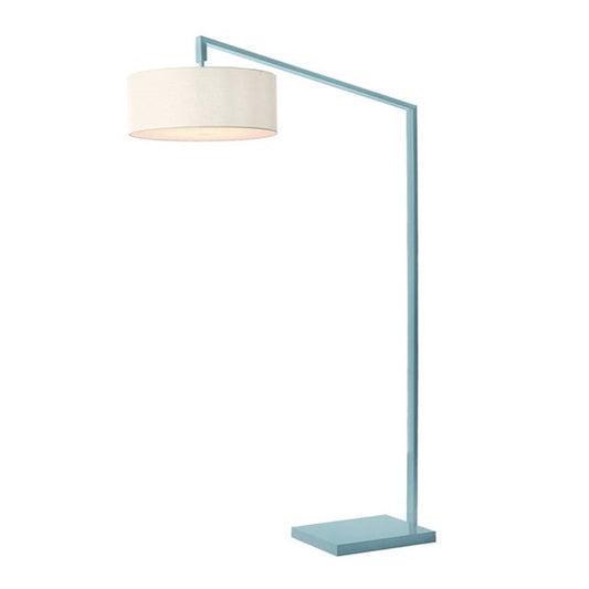 Nova California Stretch 75in 1-Light Arc Lamp | Modern Pool Blue Steel and White Linen | Living Room & Bedroom | 1500lm 2700K | Model 2110930WH