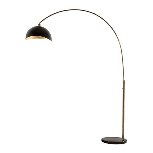 Nova California Luna Bella 92in 1-Light Arc Floor Lamp | Mid-Century Modern Weathered Brass and Matte Black with Gold Leaf Interior | Model 2111017