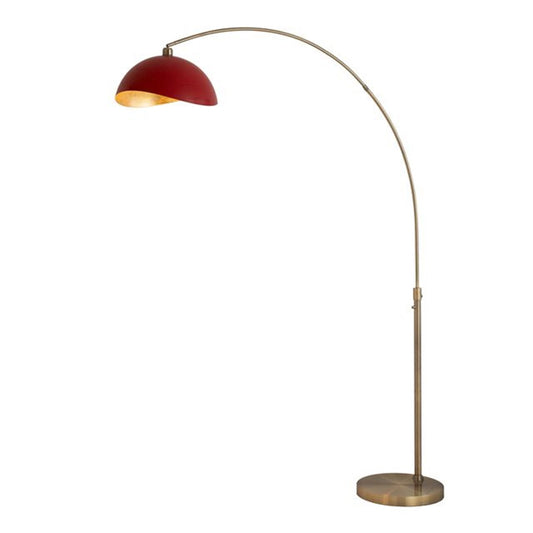 Nova California Luna Bella 92in 1-Light Arc Lamp | Weathered Brass and Red Steel Shade | Living Room & Reading Nook | Model 2111017RED