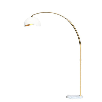 Nova California Luna Bella 68in 1-Light Arc Floor Lamp | Mid-Century Modern Weathered Brass and White Gold-Leaf Metal Shade | Model 2111017WH