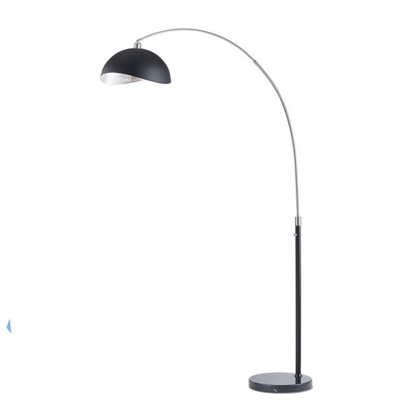 Nova California Luna Bella 68in 1-Light Arc Floor Lamp | Mid-Century Modern Antique Nickel and Matte Black Silver-Leaf Metal Shade | Model 2111109