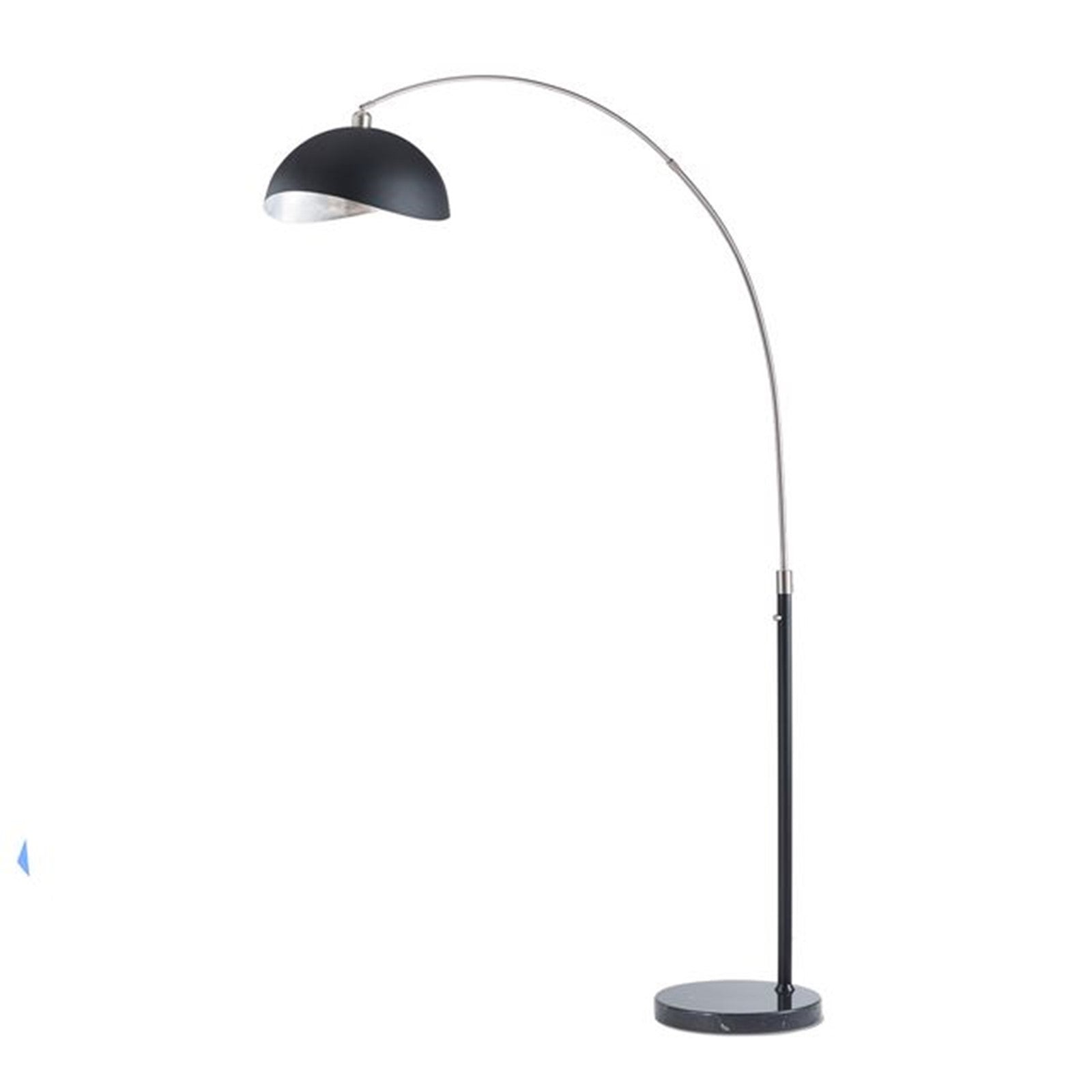 Nova California Luna Bella 68in 1-Light Arc Floor Lamp | Mid-Century Modern Antique Nickel and Matte Black Silver-Leaf Metal Shade | Model 2111109