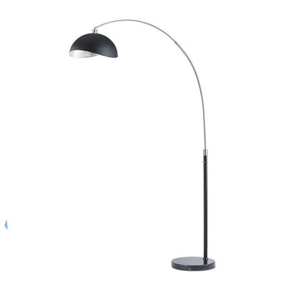 Nova California Luna Bella 68in 1-Light Arc Floor Lamp | Mid-Century Modern Antique Nickel and Matte Black Silver-Leaf Metal Shade | Model 2111109