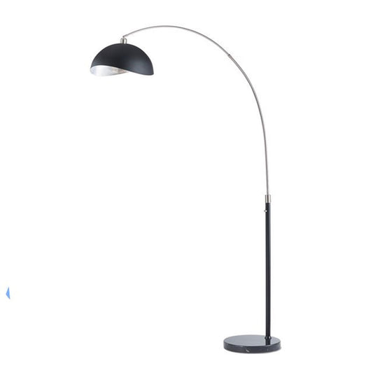 Nova California Luna Bella 68in 1-Light Arc Floor Lamp | Mid-Century Modern Antique Nickel and Matte Black Silver-Leaf Metal Shade | Model 2111109