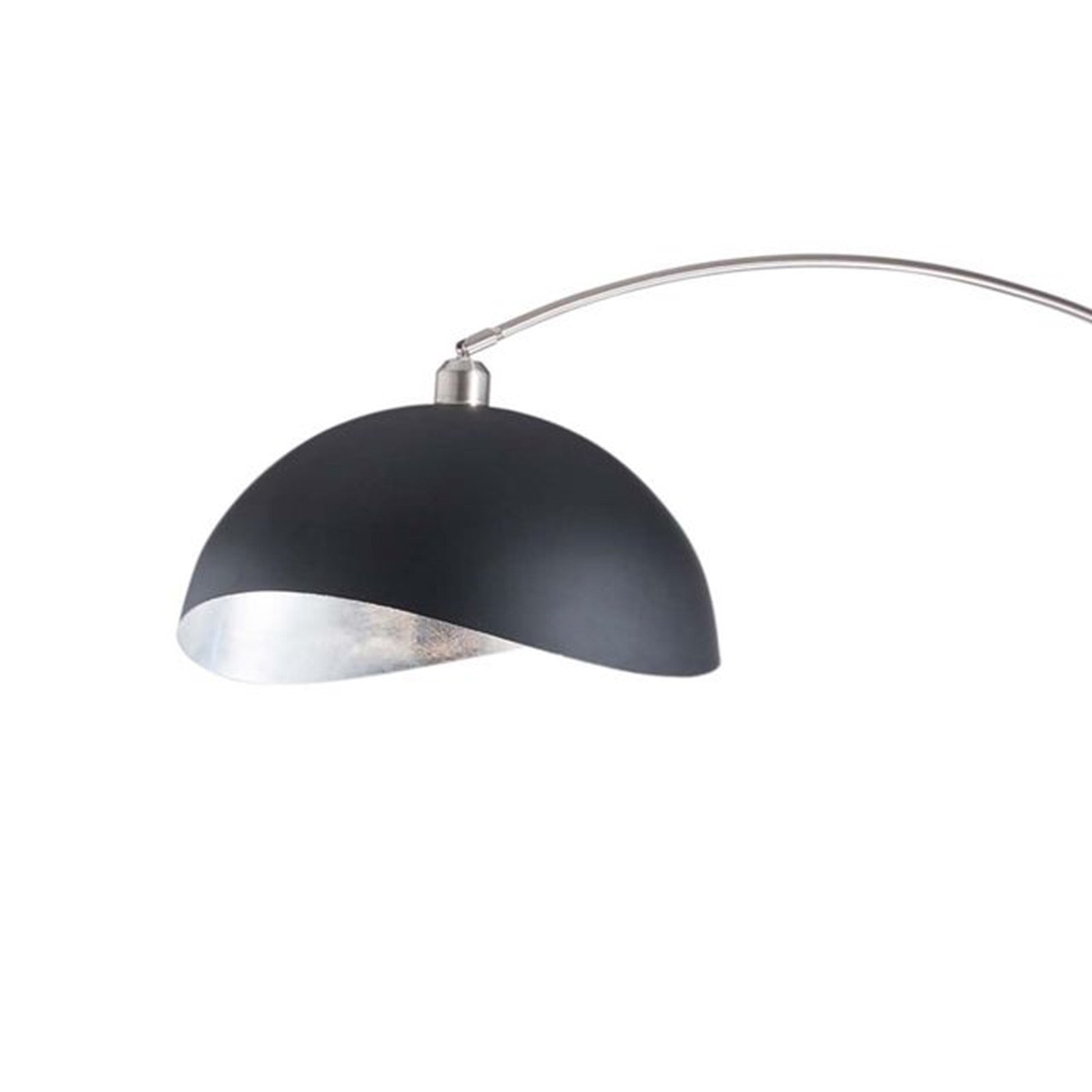Nova California Luna Bella 68in 1-Light Arc Floor Lamp | Mid-Century Modern Antique Nickel and Matte Black Silver-Leaf Metal Shade | Model 2111109