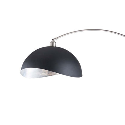 Nova California Luna Bella 68in 1-Light Arc Floor Lamp | Mid-Century Modern Antique Nickel and Matte Black Silver-Leaf Metal Shade | Model 2111109