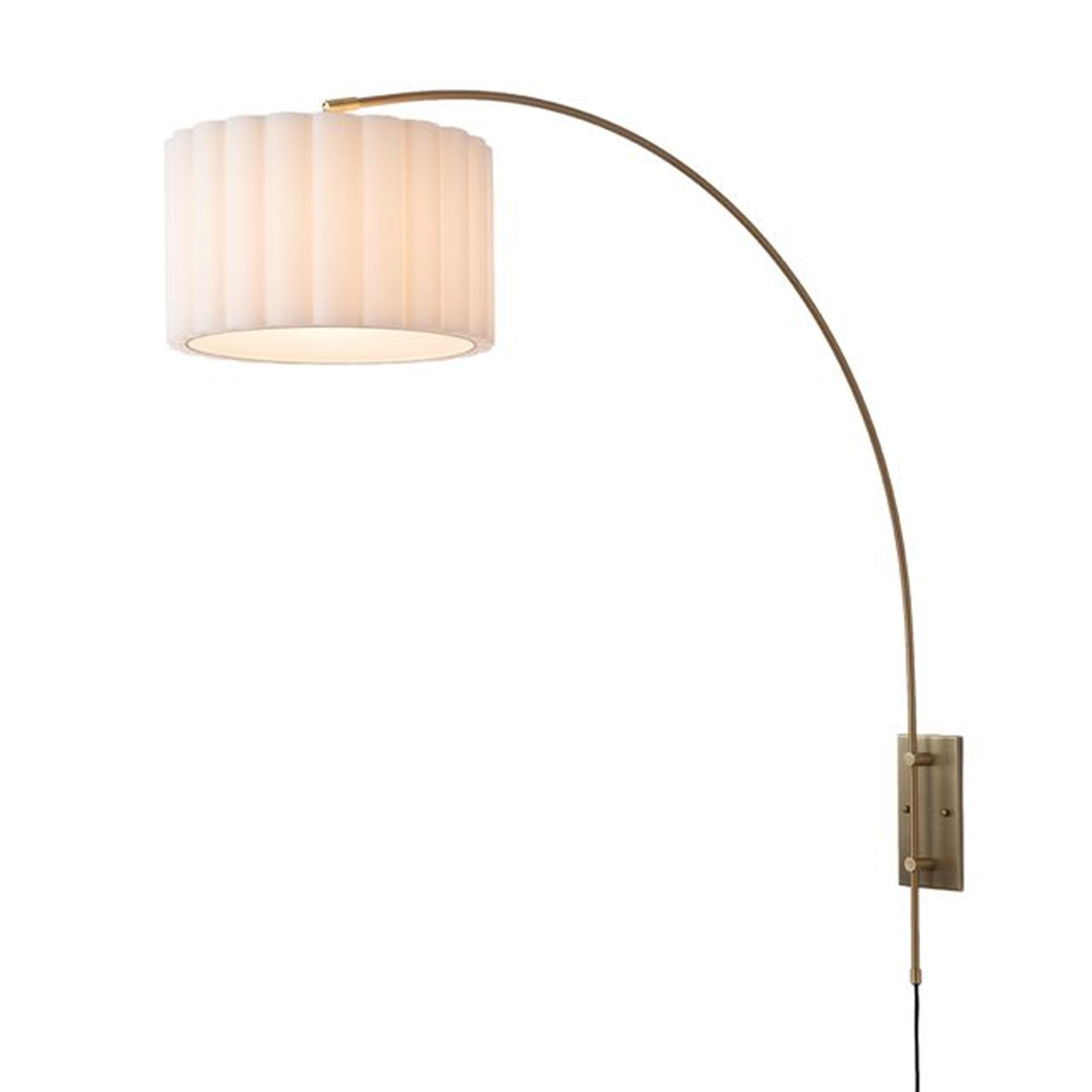 Nova California Scallop 46in 1-Light Wall Sconce | Mid-Century Weathered Brass and White Linen | Living Room & Bedroom | Model 2111803WB