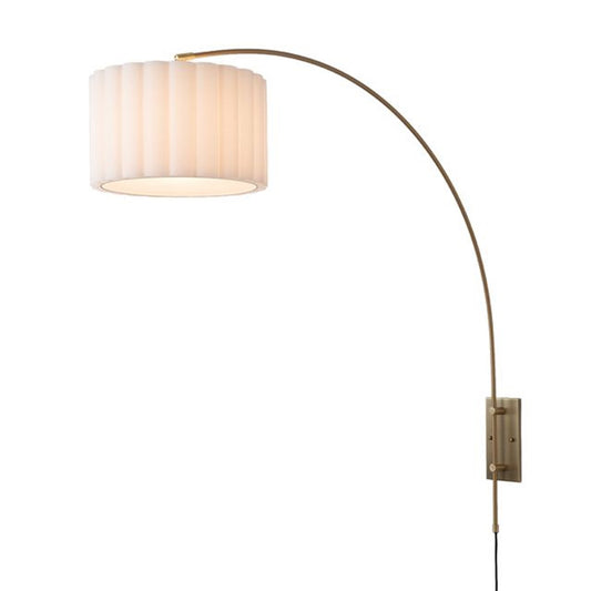 Nova California Scallop 46in 1-Light Wall Sconce | Mid-Century Weathered Brass and White Linen | Living Room & Bedroom | Model 2111803WB