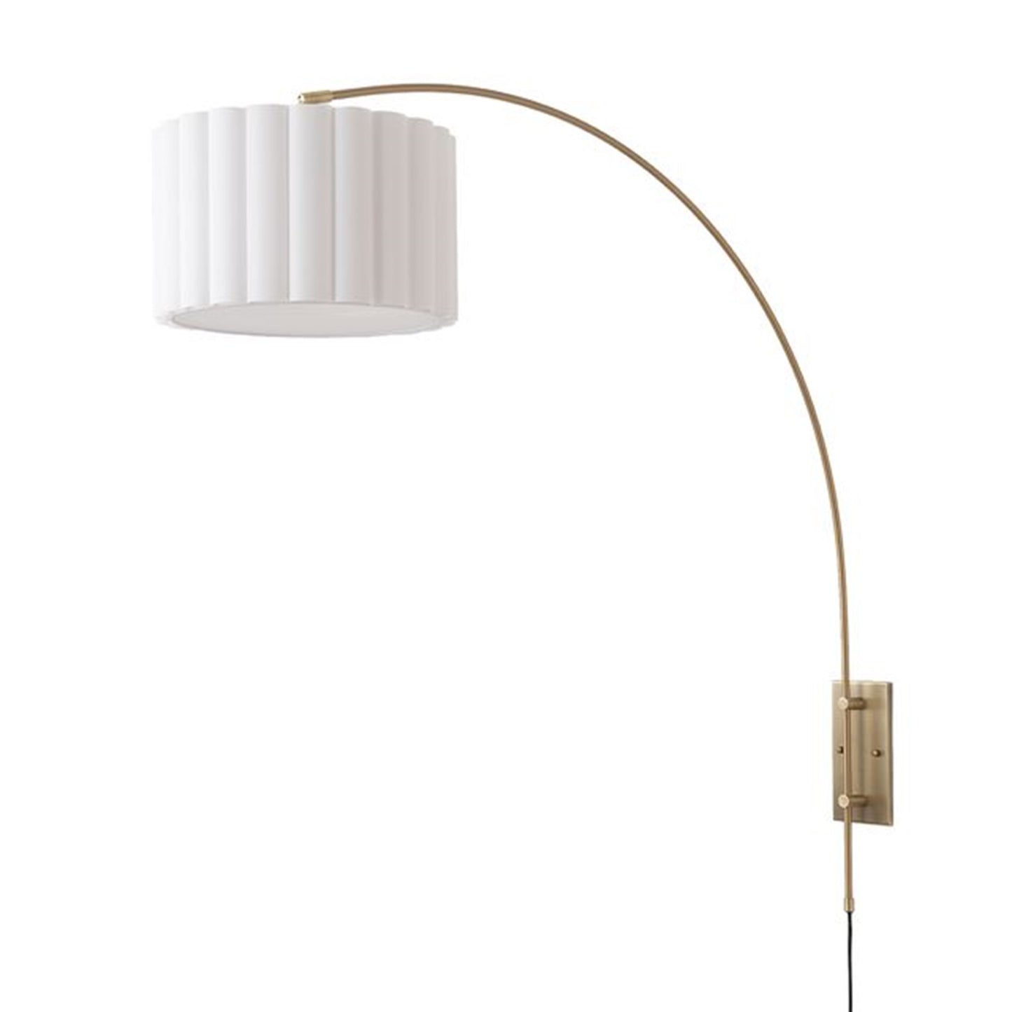 Nova California Scallop 46in 1-Light Wall Sconce | Mid-Century Weathered Brass and White Linen | Living Room & Bedroom | Model 2111803WB