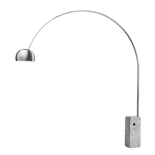 Nova California Iconic 95in 1-Light Arc LED Floor Lamp | Mid-Century Modern Satin Nickel and White Marble Base | Living Room & | Model 2111805SN
