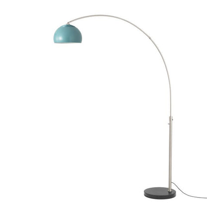 Nova California Float Half Dome 92in 1-Light Arc Lamp | Modern Satin Nickel and Pool Blue Steel Shade | Living Room & Home Office | Model 2113819BL