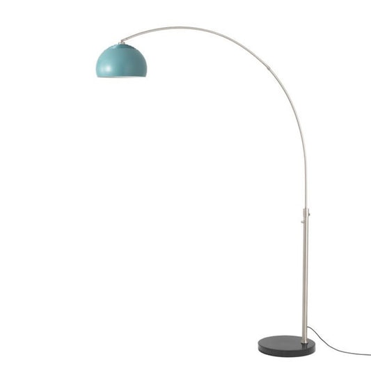 Nova California Float Half Dome 92in 1-Light Arc Lamp | Modern Satin Nickel and Pool Blue Steel Shade | Living Room & Home Office | Model 2113819BL